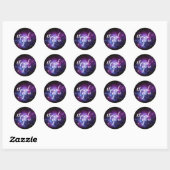 Sticker Rond Remerciement de mariage céleste violet (Feuille)