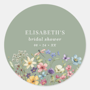 Sticker Rond Remerciement de Mariage Champêtre Fleur Sauvage Ve