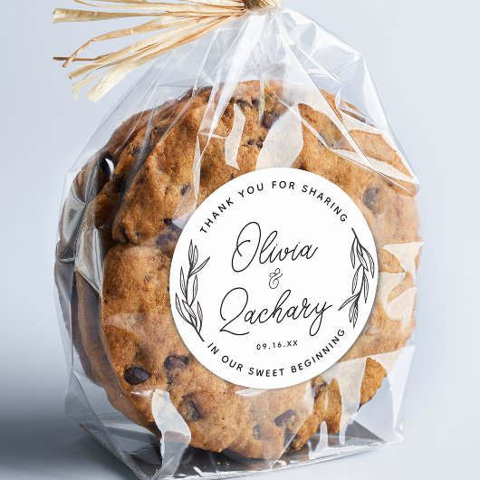 Sticker Rond Remerciement de mariage de verdure circulaire d'éc