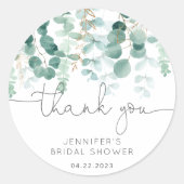 Sticker Rond Remerciement de mariage élégant à la verdure d'euc (Devant)