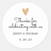 Sticker Rond Remerciement de mariage élégant et propre (Devant)