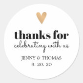 Sticker Rond Remerciement de mariage élégant et propre (Devant)