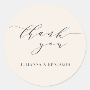 Sticker Rond Remerciement de mariage élégant minimaliste en écr