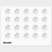 Sticker Rond Remerciement de mariage floral blanc Eucalyptus (Feuille)