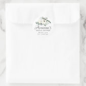 Sticker Rond Remerciement de mariage floral blanc Eucalyptus (Sac)