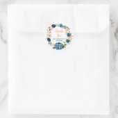 Sticker Rond Remerciement de mariage Floral Citrouille Bleu Mar (Sac)