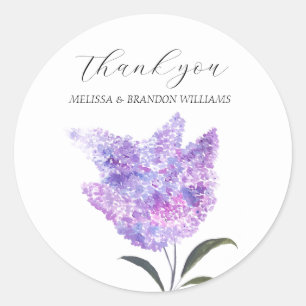 Sticker Rond Remerciement de mariage floral violet lilas