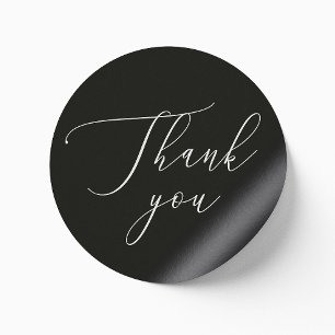 Sticker Rond Remerciement de mariage formel noir Écriture élé