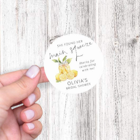 Sticker Rond Remerciement de mariage Main Squeeze Limoncello