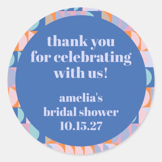 Sticker Rond Remerciement de mariage personnalisé bleu violet m (Devant)