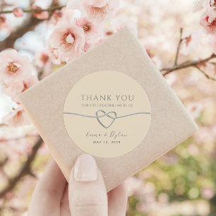 Sticker Rond Remerciement de mariage rose poudré argent