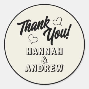Sticker Rond Remerciement de mariage simple cœur dessiné à la m