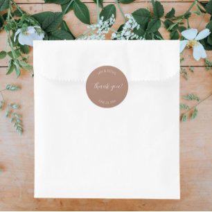 Sticker Rond Remerciement de mariage stylisé Mocha