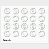 Sticker Rond Remerciement de mariage vert eucalyptus rustique (Feuille)
