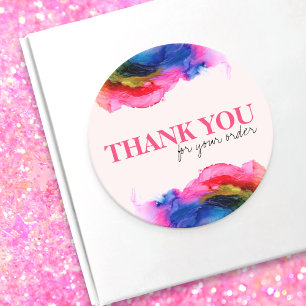 Sticker Rond Remerciement de petite entreprise abstraite couleu
