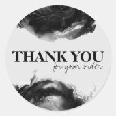 Sticker Rond Remerciement de petite entreprise d'aquarelle noir (Devant)