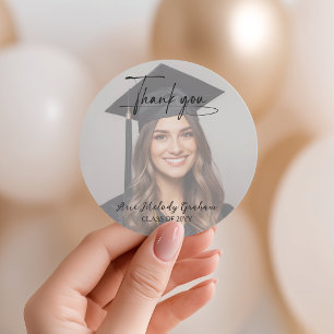 Sticker Rond Remerciement de remise de diplôme de style moderne