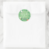 Sticker Rond Remerciement de script de guirlande florale modern (Sac)