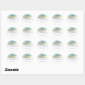 Sticker Rond Remerciement de script moderne or bleu abstrait (Feuille)