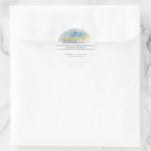 Sticker Rond Remerciement de script moderne or bleu abstrait (Sac)