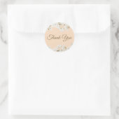 Sticker Rond Remerciement de script Or Fleur Blanche (Sac)