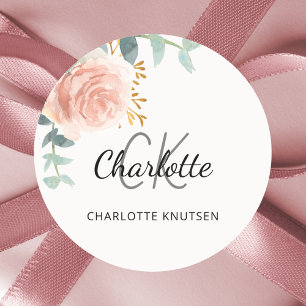 Sticker Rond Remerciement de verdure en or rose floral