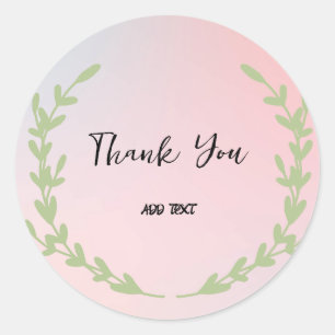 Sticker Rond Remerciement élégant avec nom floral aquarelle dég