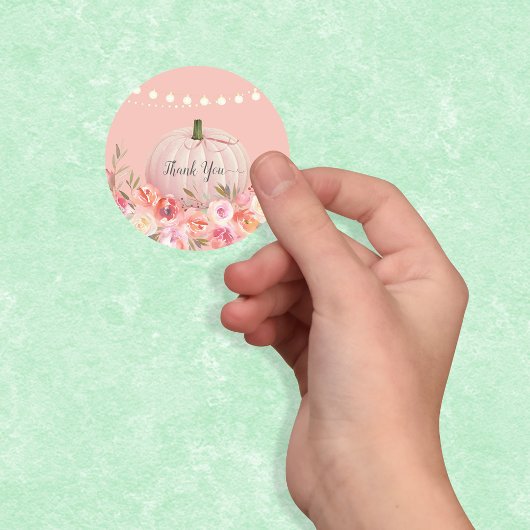 Sticker Rond Remerciement Élégant de Citrouille