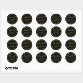 Sticker Rond Remerciement élégant de mariage avec dentelle noir (Feuille)