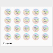 Sticker Rond Remerciement élégant Opal Rainbow Script (Feuille)