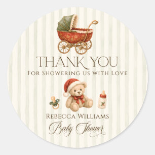 Sticker Rond Remerciement Élégant pour une Baby Shower Vintage