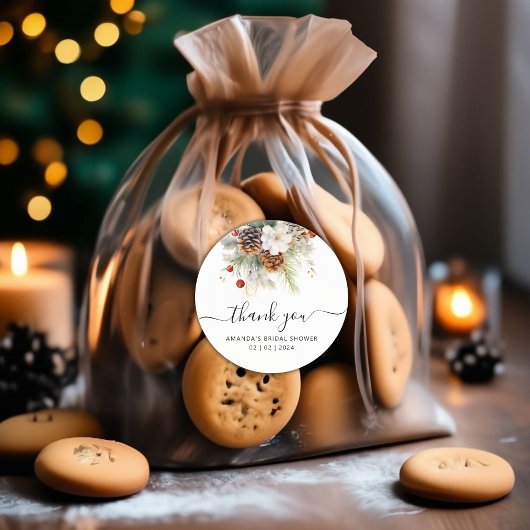 Sticker Rond Remerciement élégant pour une douche de mariée Eve