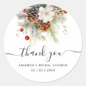 Sticker Rond Remerciement élégant pour une douche de mariée Eve (Devant)