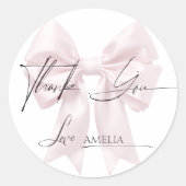 Sticker Rond Remerciement élégant ruban rose (Devant)