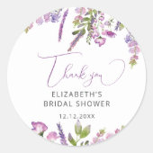 Sticker Rond Remerciement élégant violet lavande pour la douche (Devant)