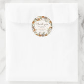Sticker Rond Remerciement Fleurs d'Automne Rustique Baby Shower (Sac)