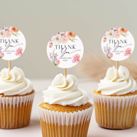 Sticker Rond Remerciement Floral Coloré