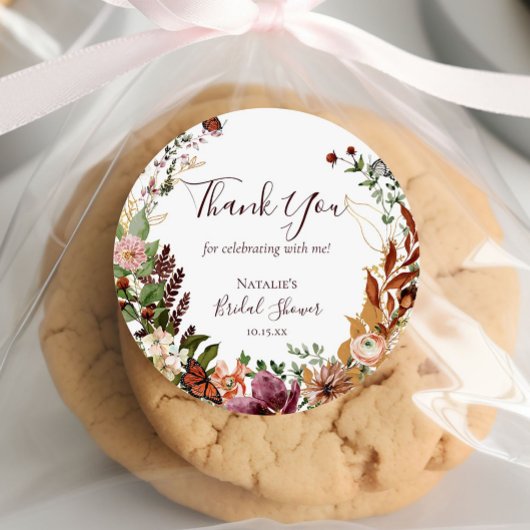 Sticker Rond Remerciement floral et de verdure à l'aquarelle de