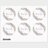 Sticker Rond Remerciement floral lilas (Feuille)