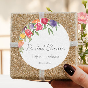 Sticker Rond Remerciement Floral Mariage Tulipes Brillantes