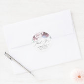 Sticker Rond Remerciement floral mauve et bleu poussiéreux (Enveloppe)