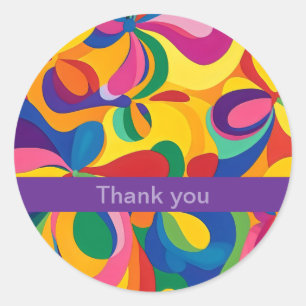 Sticker Rond Remerciement flux de couleur abstrait