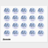 Sticker Rond Remerciement Hydrangea Bleu Bébé (Feuille)