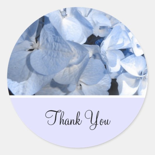 Sticker Rond Remerciement Hydrangea Bleu Bébé (Devant)