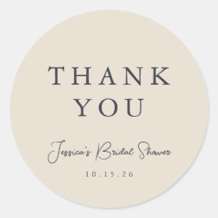 Sticker Rond Remerciement Minimal Calligraphie Ivoire pour Baby