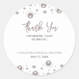 Sticker Rond Remerciement Minimal de Fête de Mariage Perle Blan