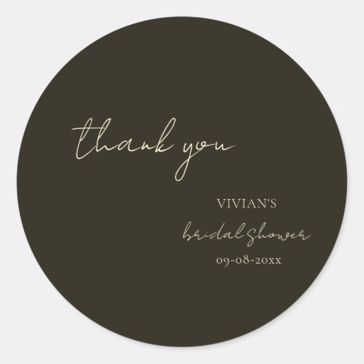 Sticker Rond Remerciement moderne de calligraphie vert foncé po (Devant)
