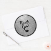 Sticker Rond Remerciement Pailleté Faux Noir et Argent (Enveloppe)
