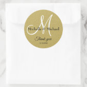 Sticker Rond Remerciement Pailleté Or Monogramme des Mariés (Sac)