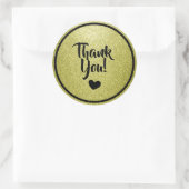 Sticker Rond Remerciement Paillettes Faux Or et Noir (Sac)